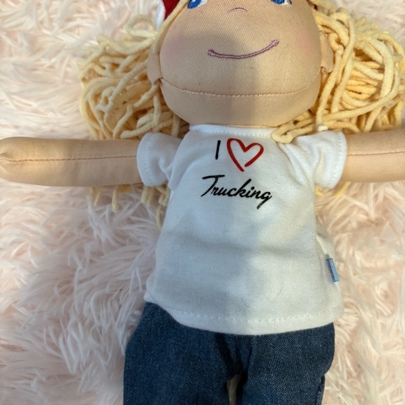 Haba Women in Trucking Doll Rope Blonde Hair I Love Trucking Heart Jeans RARE - Picture 2 of 5